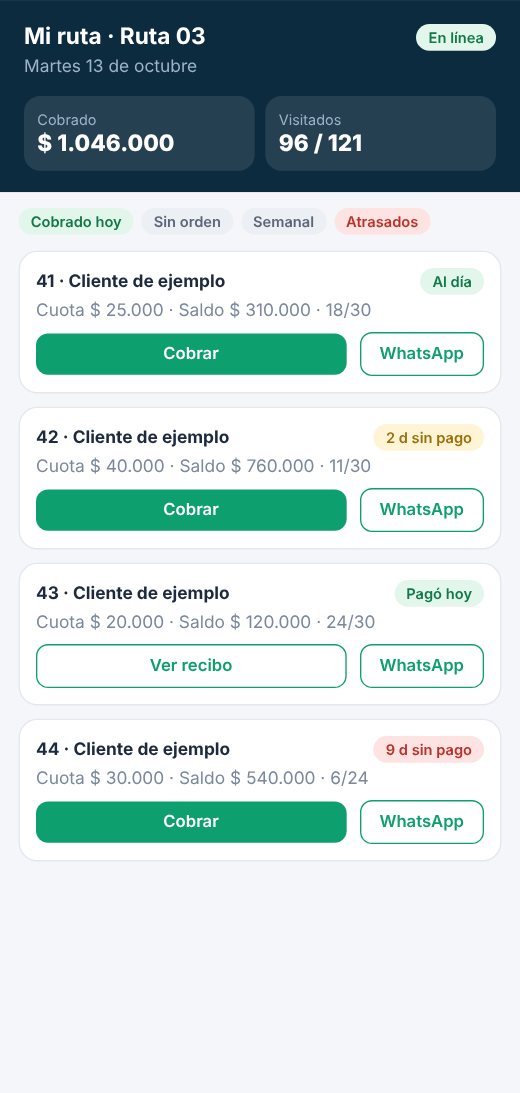 Ruta del cobrador en el celular (imagen ilustrativa)
