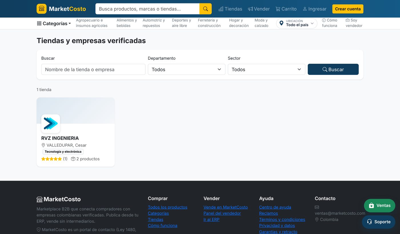 Directorio de tiendas y empresas verificadas en MarketCosto