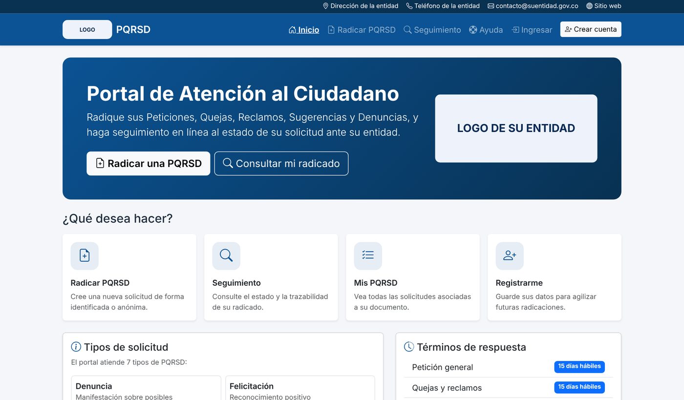 Portal de atención al ciudadano PQRSD (imagen ilustrativa)