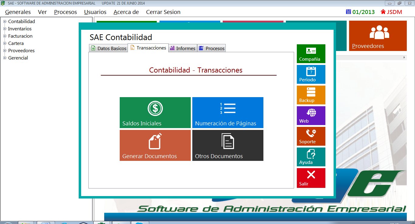 SAE + NIIF versión comercial con contabilidad, inventarios, facturación, cartera, proveedores y gerencial
